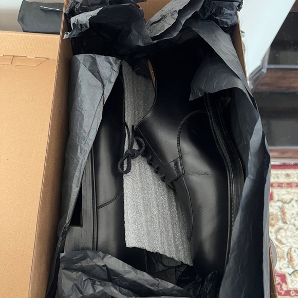 J.M. Weston 11D Black Leather Half-Hunt Derby w/ Shoe Trees - Picture 13 of 14